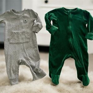 Cozy Kids One Piece Set - Gray and Green